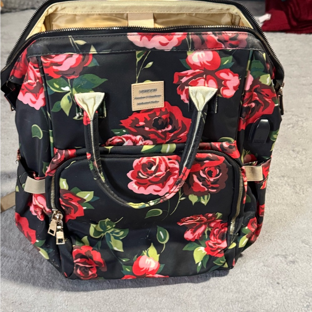 Floral Black Backpack